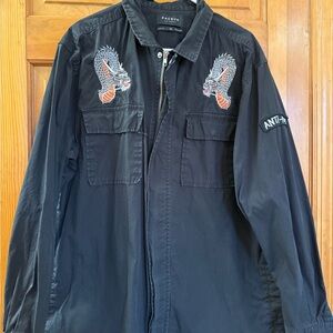 PacSun Black Dragon Embroidered Shirt Jacket